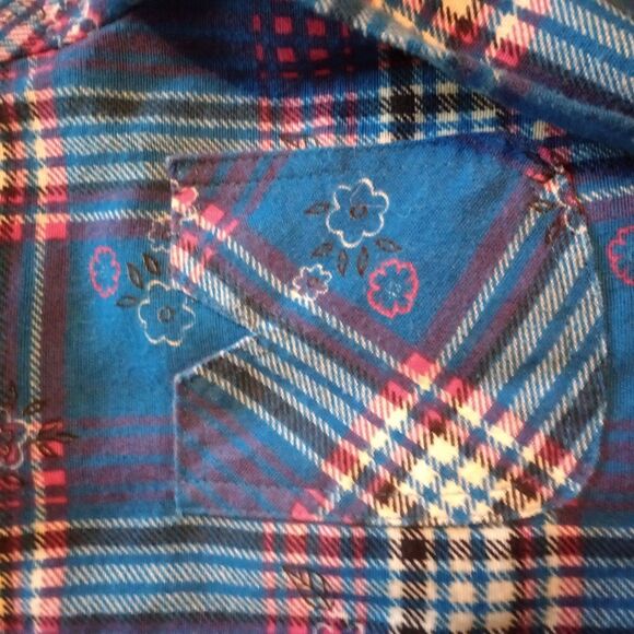 Vintage American Sweetheart Lightweight Floral Plaid Button Down Shirt. M L/S - Picture 2 of 7